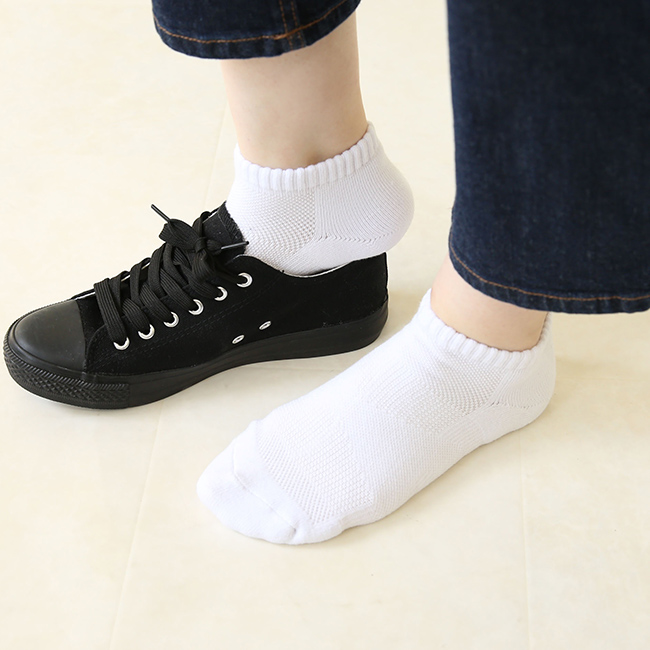 かかとつま先パイル生地 日本製スニーカー丈靴下 メール便対象商品 