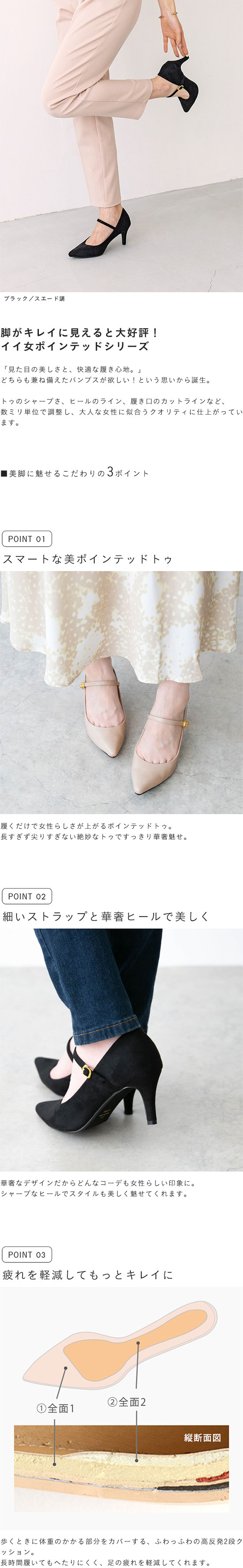 menue（メヌエ） イイ女ポインテッド ストラップ7cmヒール