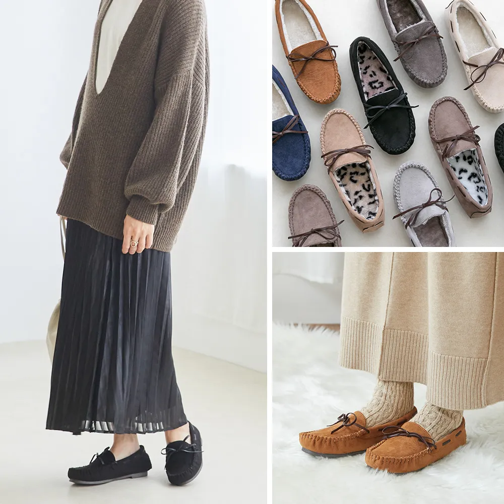 mooimooi (モーイモーイ) 撥水リボン甲深モカシン