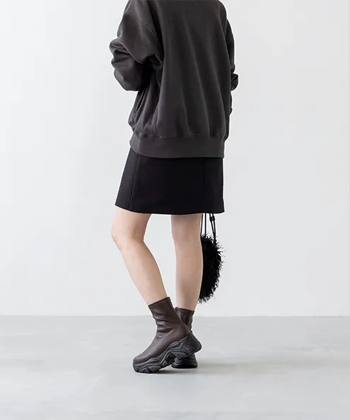 厚底 スニーカーソール ストレッチ ブーツ