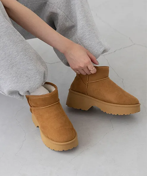 menue (メヌエ) 厚底ヒール ショート ムートンブーツ