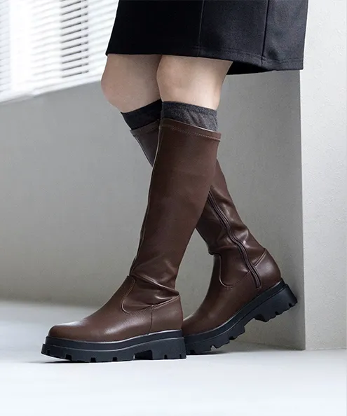menue (メヌエ) ラウンドトゥ 厚底 ロングブーツ