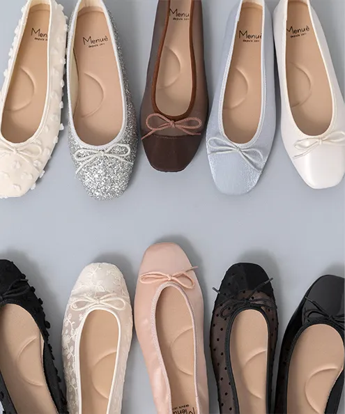 ふわカル スクエアトゥ バレエシューズ