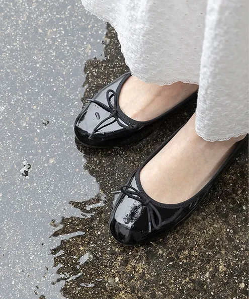 晴雨兼用 ふわカル ラウンドトゥ バレエシューズ
