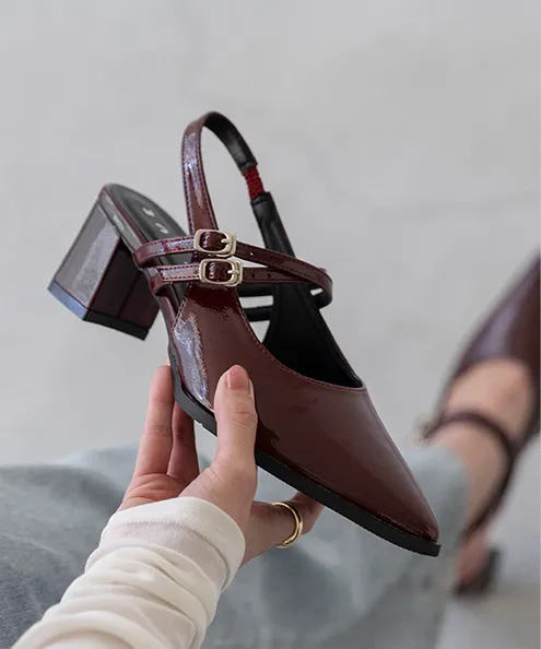 2WAY ポインテッドトゥ ダブルストラップパンプス