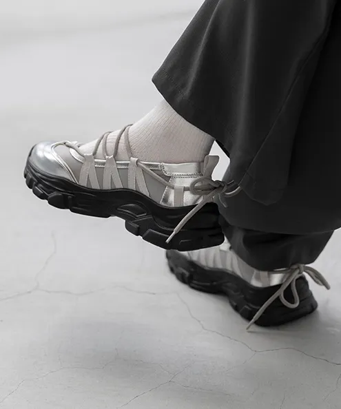 レースアップ 厚底 バレエスニーカー