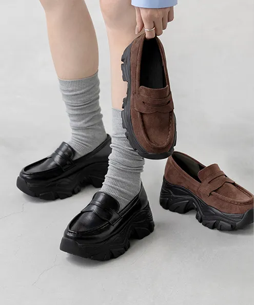 厚底 コインローファー