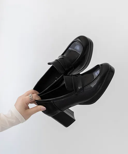 厚底 ヒール コインローファー