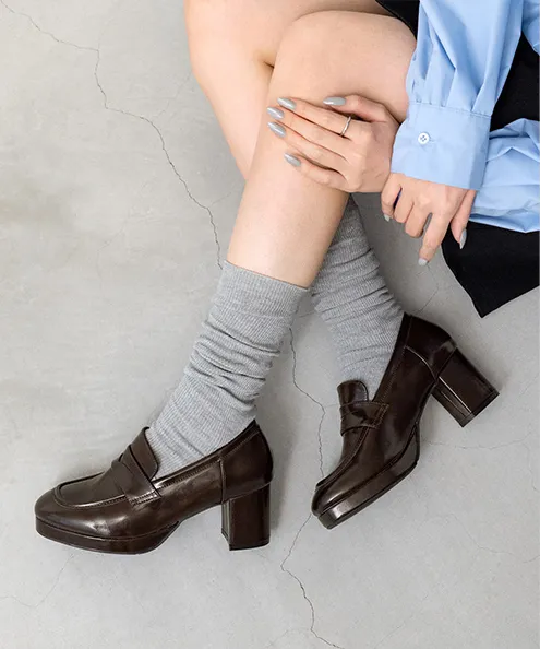 厚底 ヒール コインローファー