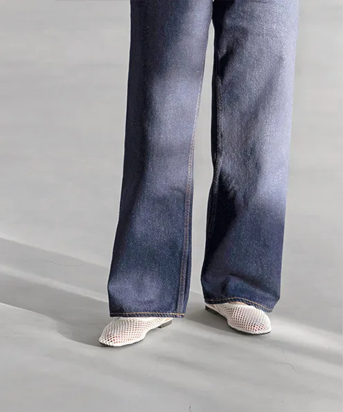 スクエアトゥ バックストラップ メッシュサンダル