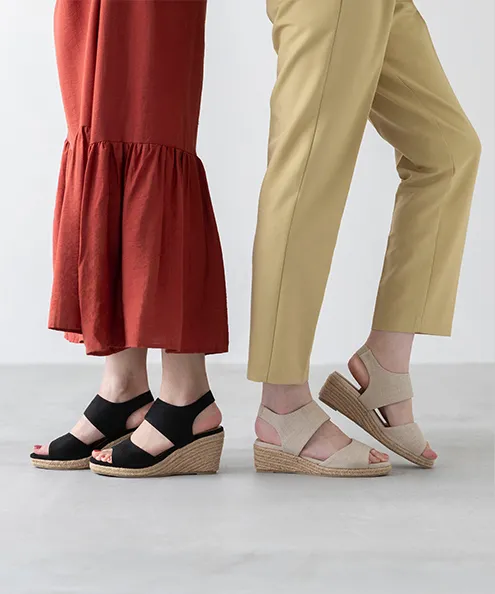 ヒール高が選べる！ 秒履き ゴムストラップ ウェッジヒール ジュートサンダル
