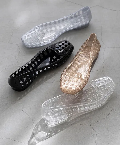 スクエアトゥ クリアメッシュ PVCパンプス