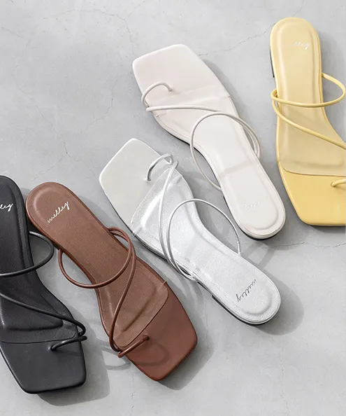 ナローストラップ ローヒール サンダル