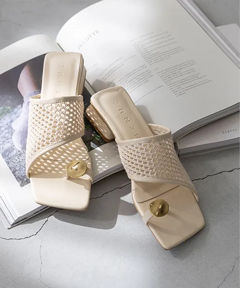 3cmヒール メッシュ オーナメント トングサンダル