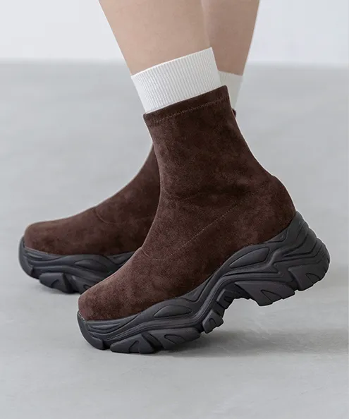 厚底 スニーカーソール ストレッチ ブーツ