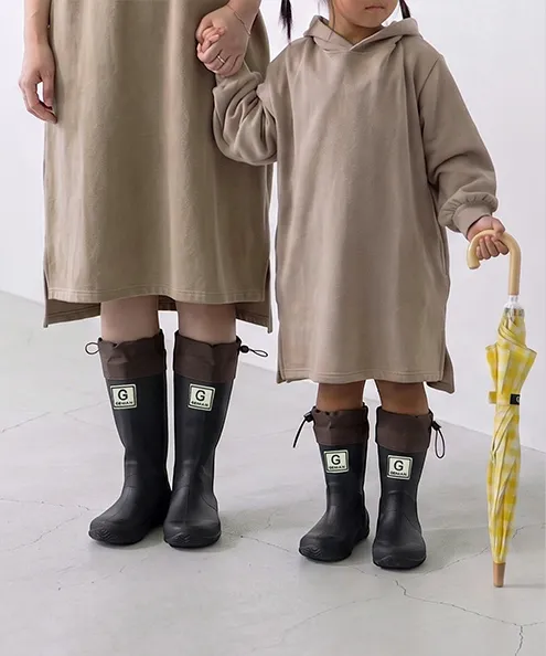 キッズ PVC コンパクト ロングレインブーツ